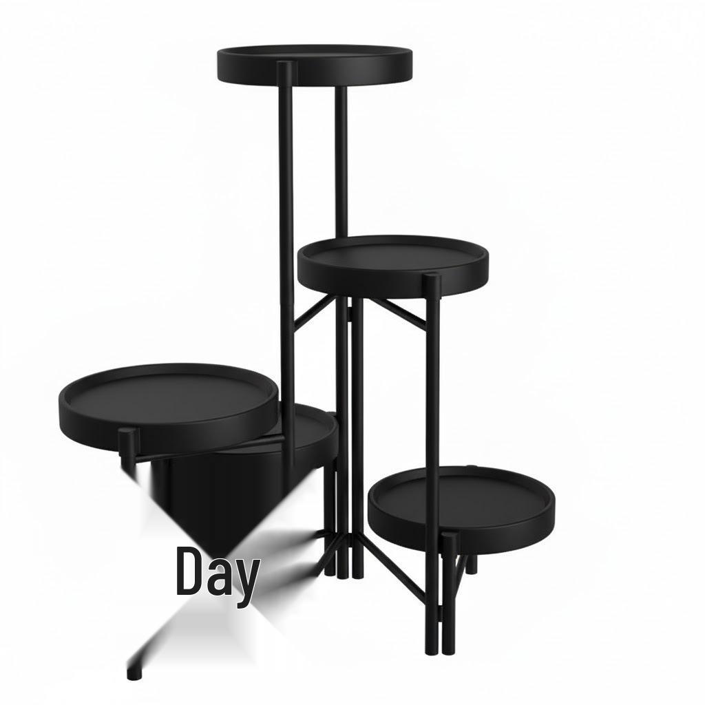 Compact Wrought Iron Flower Stand: Indoor/Outdoor Floor-Standing Plant Holder