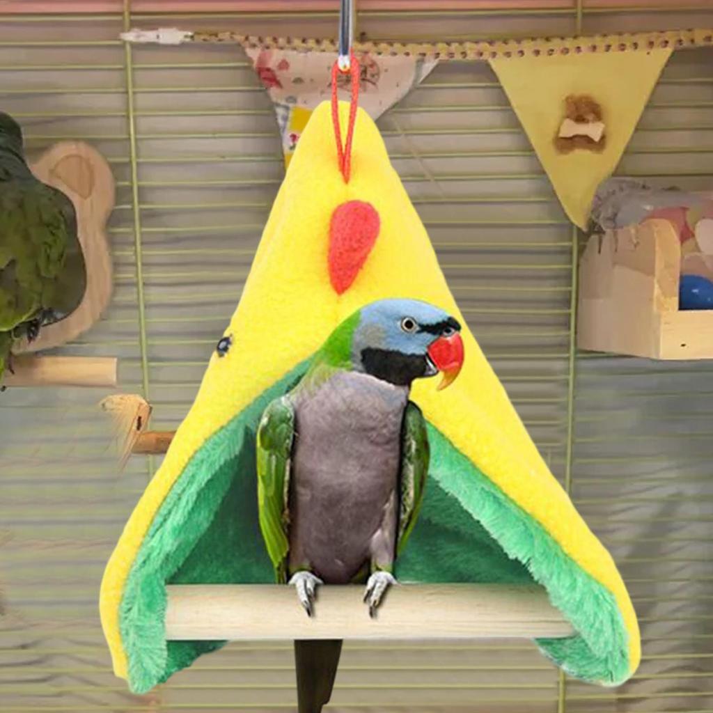 Wooden Triangular Bird Hammock for Cage Hanging Warm Resting Nest Perch for Cockatiels Parakeets Parrot Birds Cage Accessories
