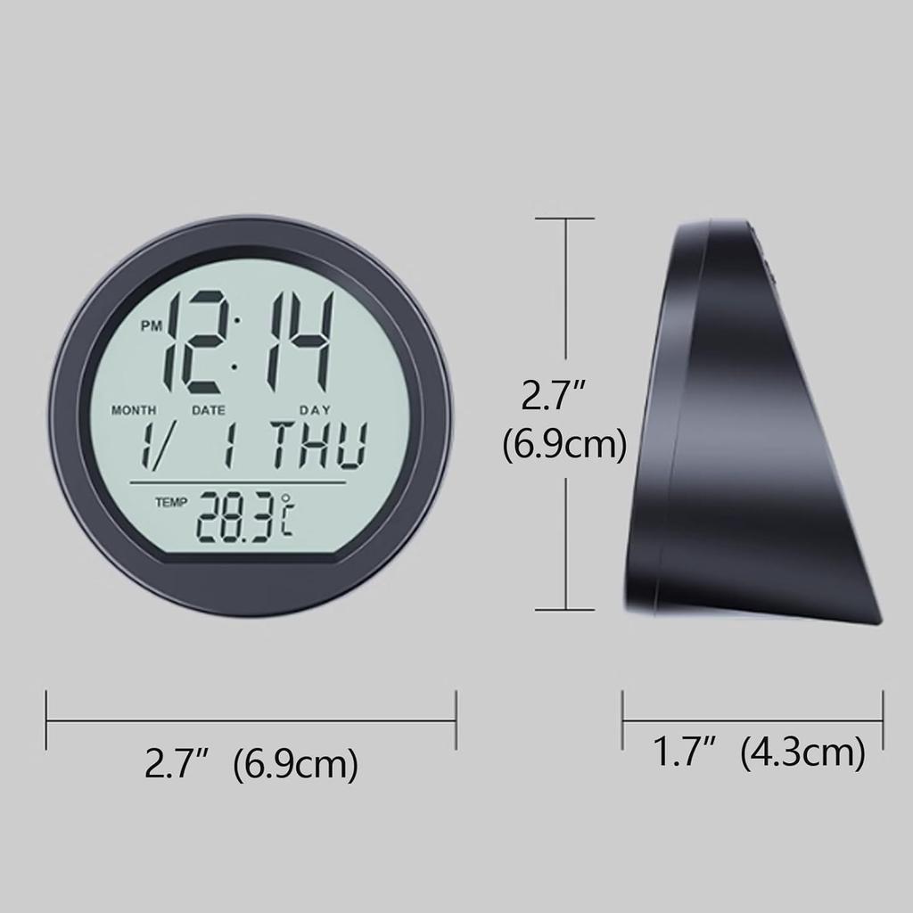 Gece Otomatik Arkadan Aydınlatmalı, Fahrenheit Sıcaklık, 12/24 Saat Formatlı Zaman, Takvimli Araç Gösterge Paneli Saati, Kamyon Ofis Ev ve Dış Mekan İçin