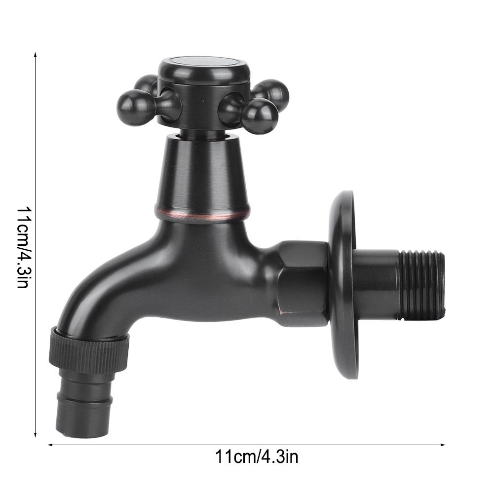 G1/2in Thread Retro Style Water Tap Brass Black Short Type Washing Machine Quick Open Faucet
