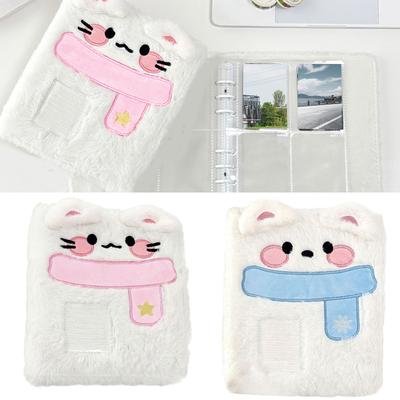 A6 Kpop Photocard Binder Cover Cute Dog Cats Plush Refillable Pages 6 Rings Cartoon Binder Photo Album Shell Organizers