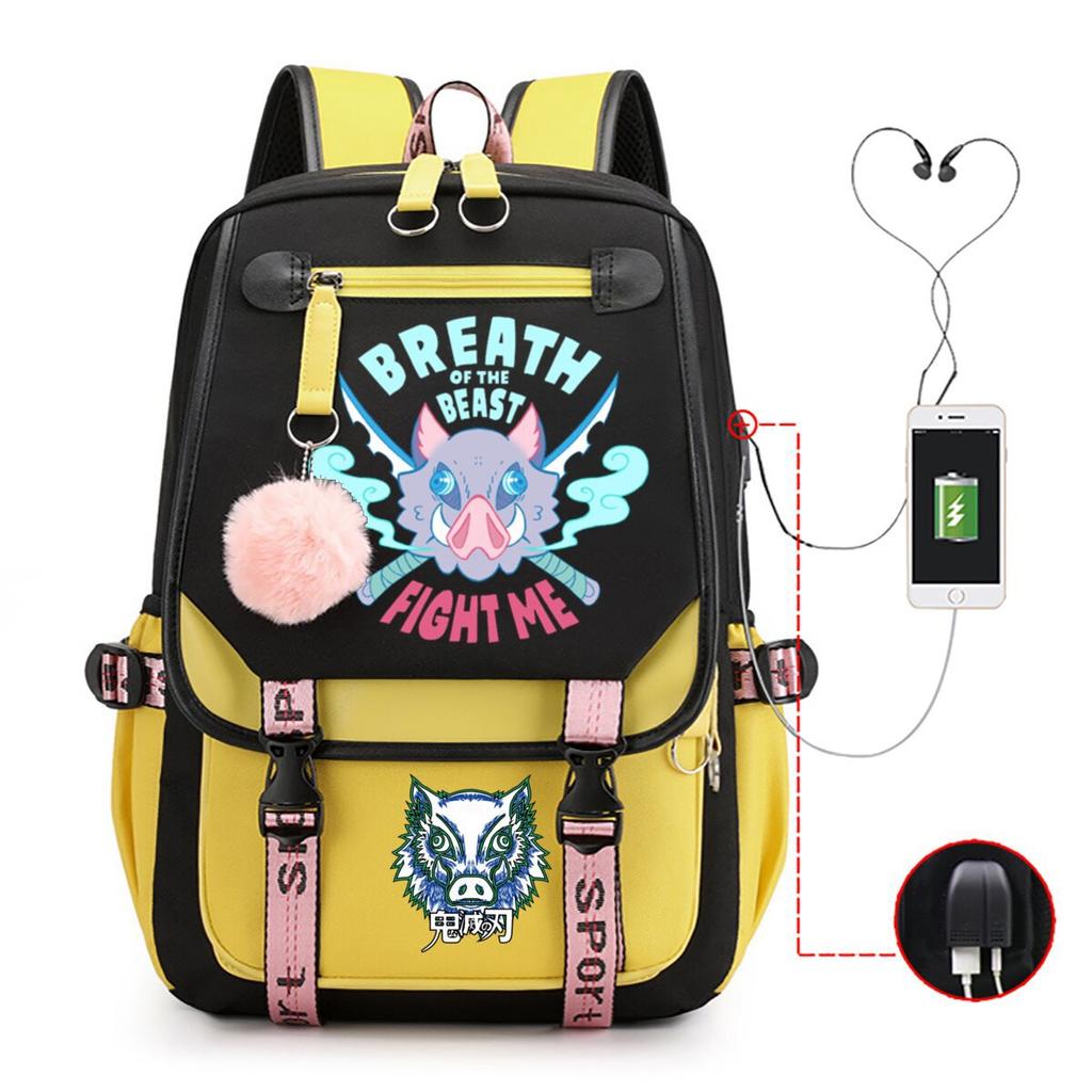 Ghost Extermination Surrounding Day Trend Backpack Large Capacity Student Schoolbag Multi-functional Leisure Outdoor Bag