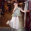 MIMIHELLO Girls' Chinese Style Sleeveless Top & Wide-Leg Pants Set