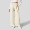 Women's High Rise Wide Leg Pants Loose Casual Trousers, Wrinkle Free Pleated Palazzo Pants With Pockets For Autumn Daily Wear