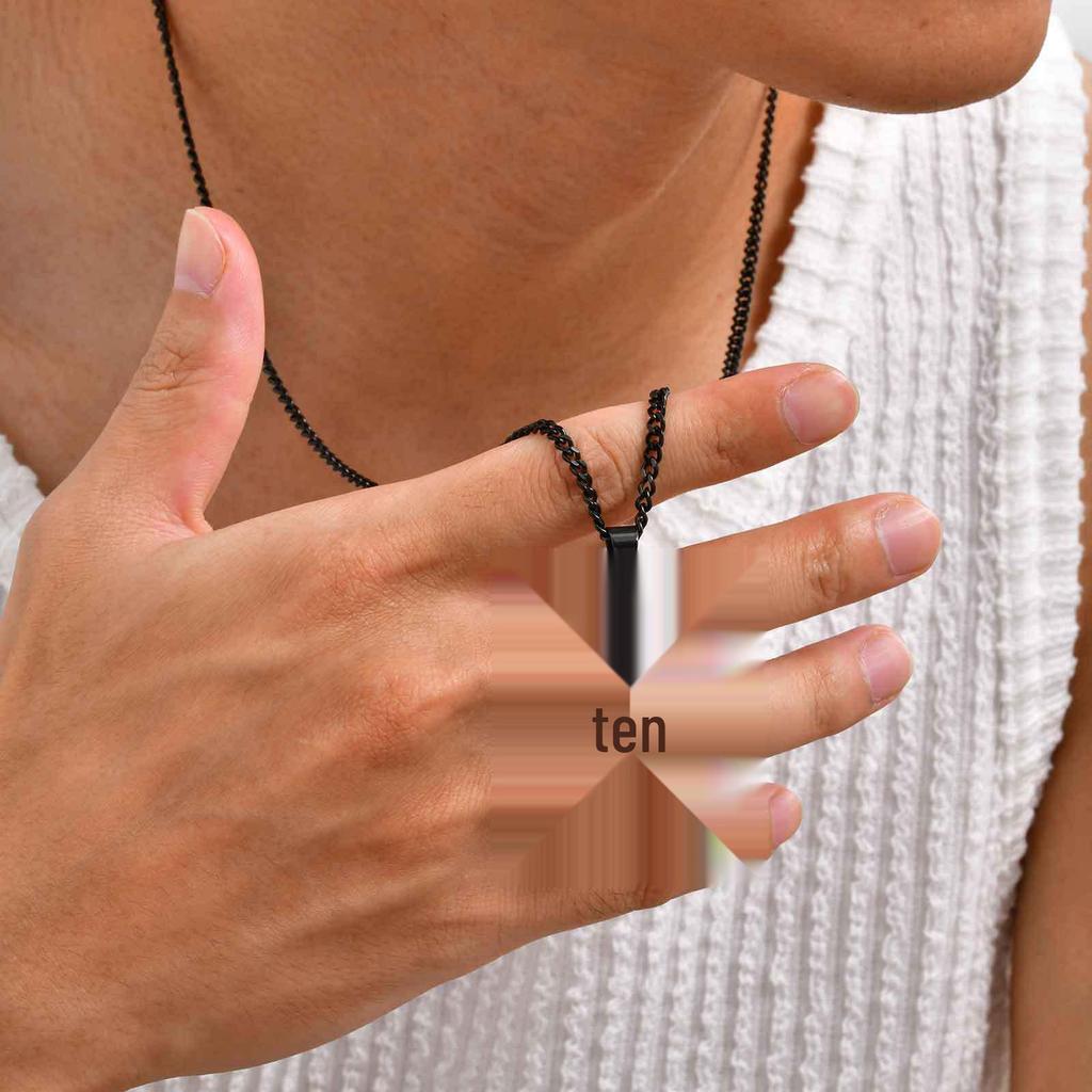 Minimalist Sandblasted Two-Tone Stainless Steel Cross Pendant PN-2239