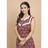 Red Cotton Printed Night Gown Women's Sleepwear Casual Wear Sleeveless Nighty