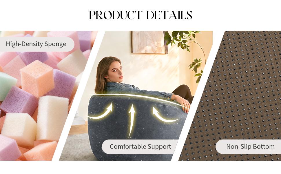 Sillón Puf Curvo de Respaldo Alto con Soporte de Contorno para Todo el Cuerpo para una Relajación Inmersiva en Espacios de Vida Modernos