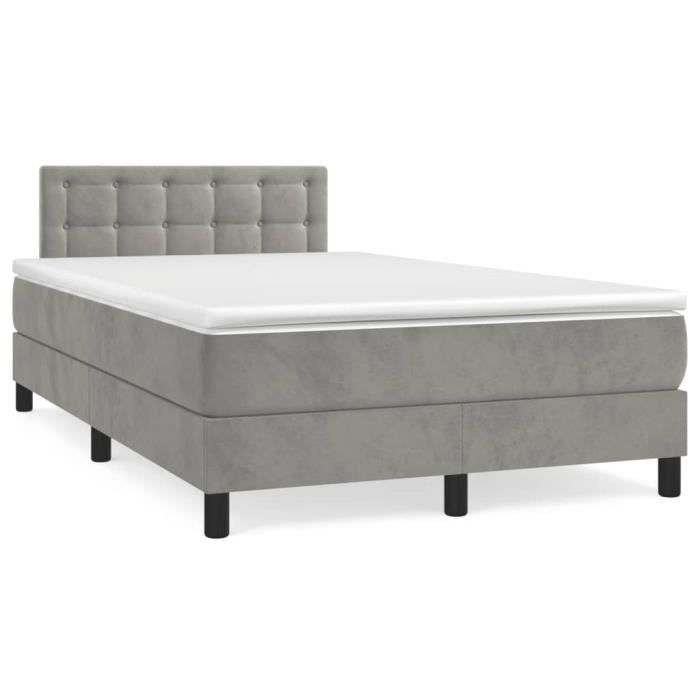 VidaXL Lit à sommier tapissier et matelas Gris clair 120x200cm Velours - Modèle 3141533