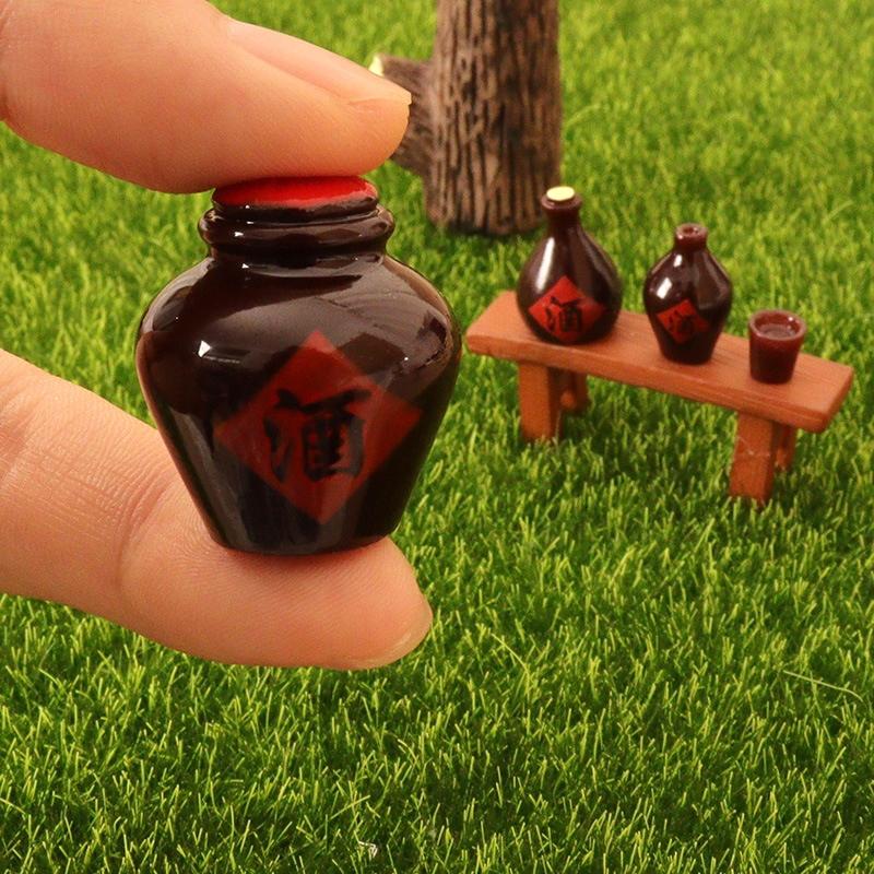 6Pcs/Set Dollhouse Miniature Wine Bottle Wine Glass Cup Model Kitchen Furniture Decor Toy Doll House Accessories