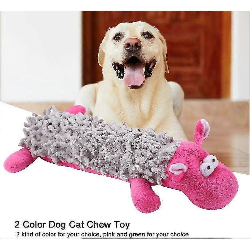 Dog Toy Durable Plush Squeaky Toy Interactive Teeth Cleaning Toy Funny Training Tool for Small Medium Dogs Pets(Pink) 26-27s