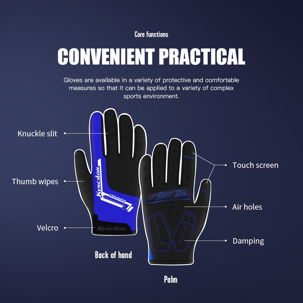 Outdoor Use Athletic Biking Gloves Microfiber Wear Resistant Anti-sweat Slip Breathable Touchscreen MTB Motorbike Gloves Men Black