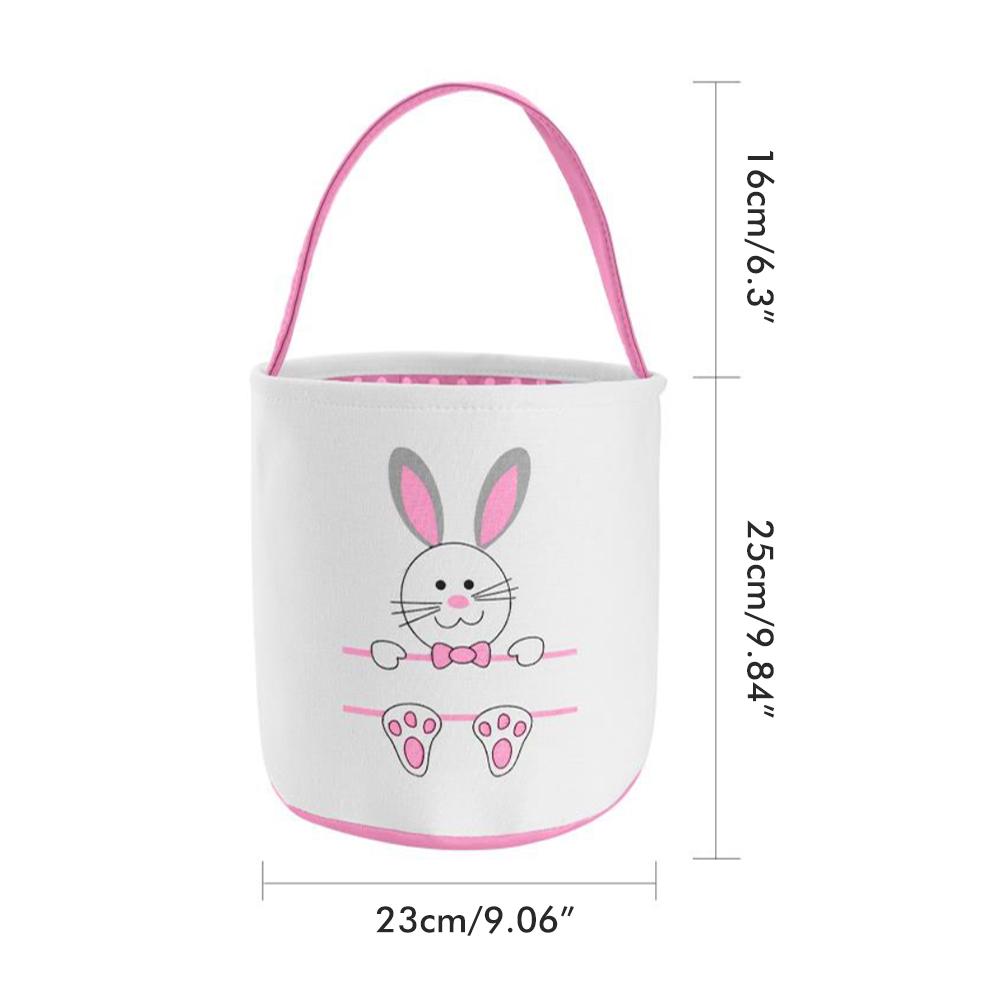 Cute Easter Bunny Canvas Basket Kids Easter Storage Gift and Egg Rabbit Basket for Children Party Decoration