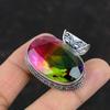Facettierter Multi Turmalin Anhänger Handgefertigter Edelstein Anhänger Vintage Anhänger 925 Sterling Silber Anhänger Geburtsstein Schmuck Jahrestagsgeschenke