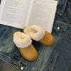 Korean version of pink snow boots, half-towed women's outer wear 2025 winter new Mao Mao shoes, piled and thickened warm cotton shoes
