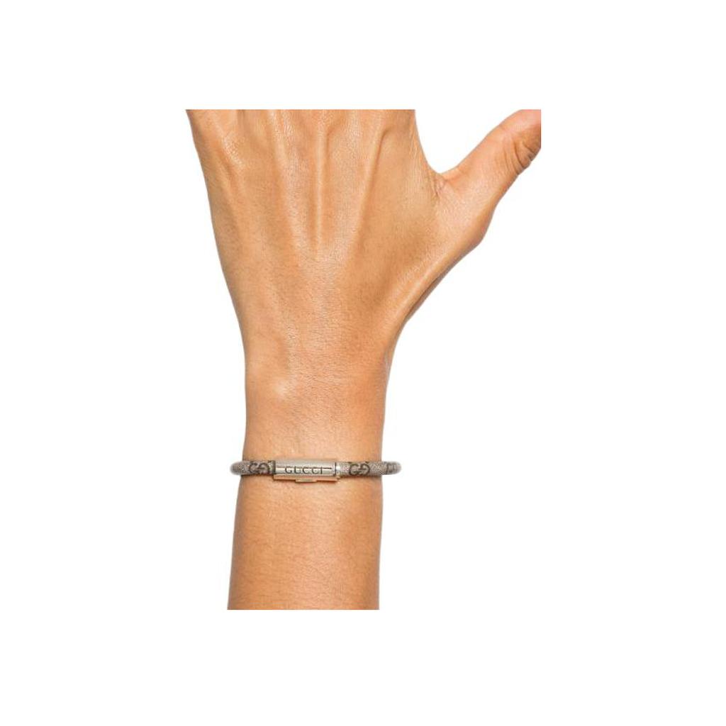 Gucci Trademark GG Supreme Bracelet Women Bracelet Silver YBA7971560010