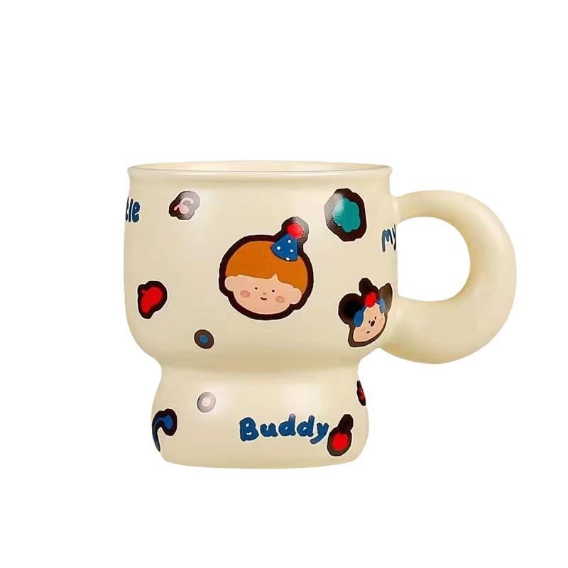 Children's Mug Mug Boy and Girl Cute Breasts Ceramic Cup Couple Water Cup Household Breakfast Cup