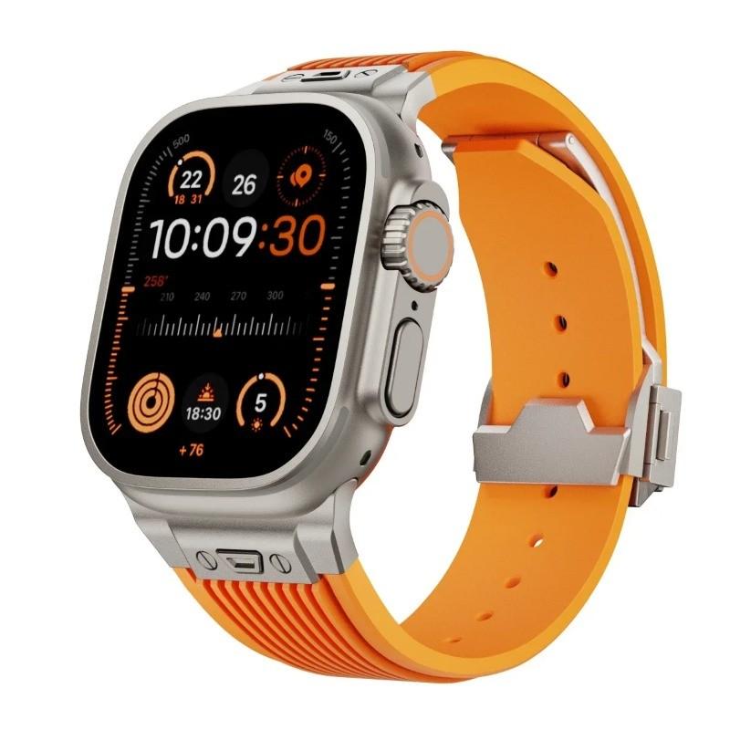 Luxury Strap for Apple Watch Strap Ultra 3 49mm 46mm 45mm 44 42mm Soft Silicone Bracelet for IWatch Series11 10 9 8 7 6 5 4 SE 3