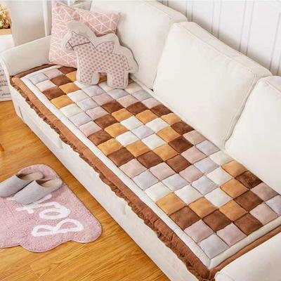Color Blocking Checkered Sofa Cushion All-season Universal Plush Anti Slip Sofa Mat Bedroom Tatami Mat Children's Crawling Mat