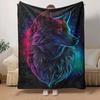 1pc Wolf Printing Lightweight Flannel Blanket, Comfortable and Warm Blanket, for Camping Sofa Bed and Couch Office, In All Seasons
