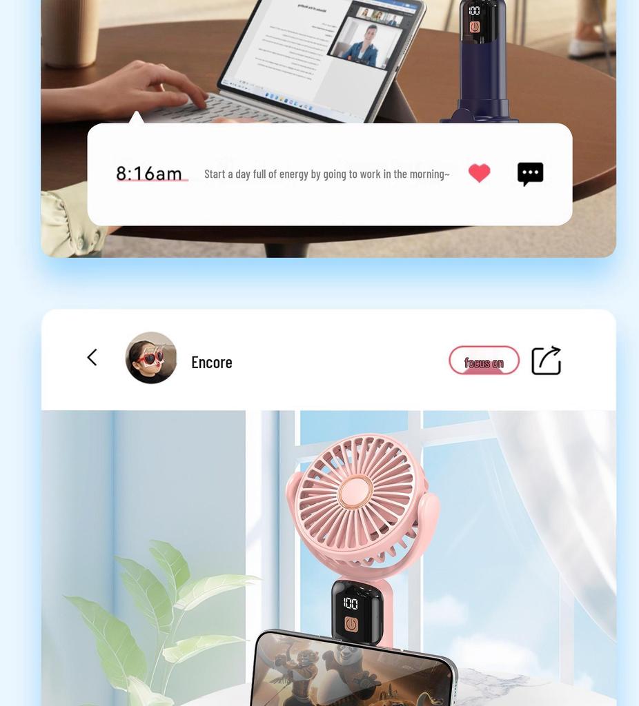 Portable USB Handheld Mini Oscillating Fan for Students and Dorms