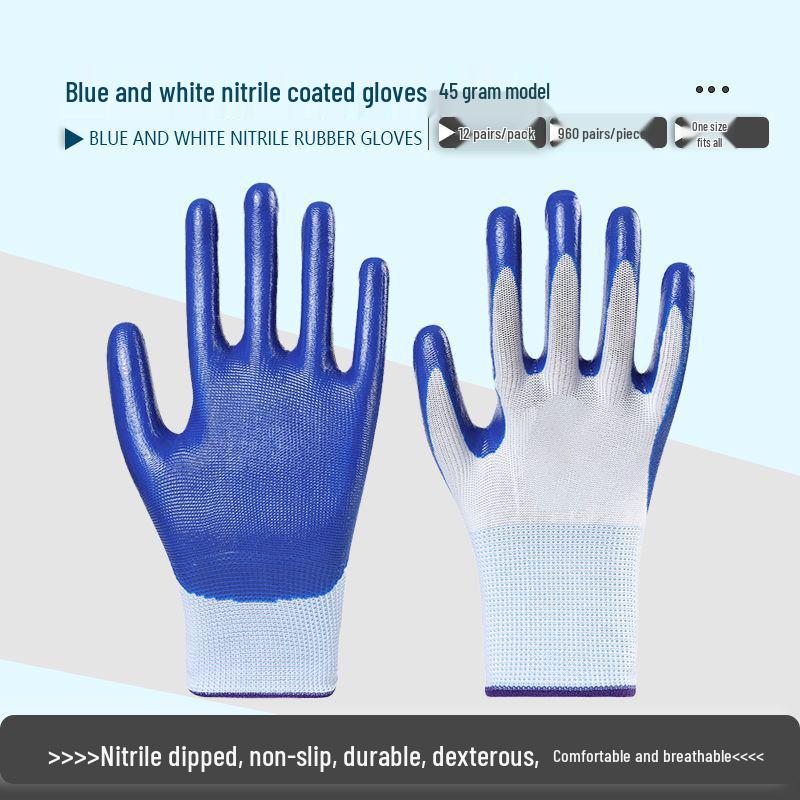 Nitrilgummi Halkfria, Slitstarka Arbetshandskar för Bygg