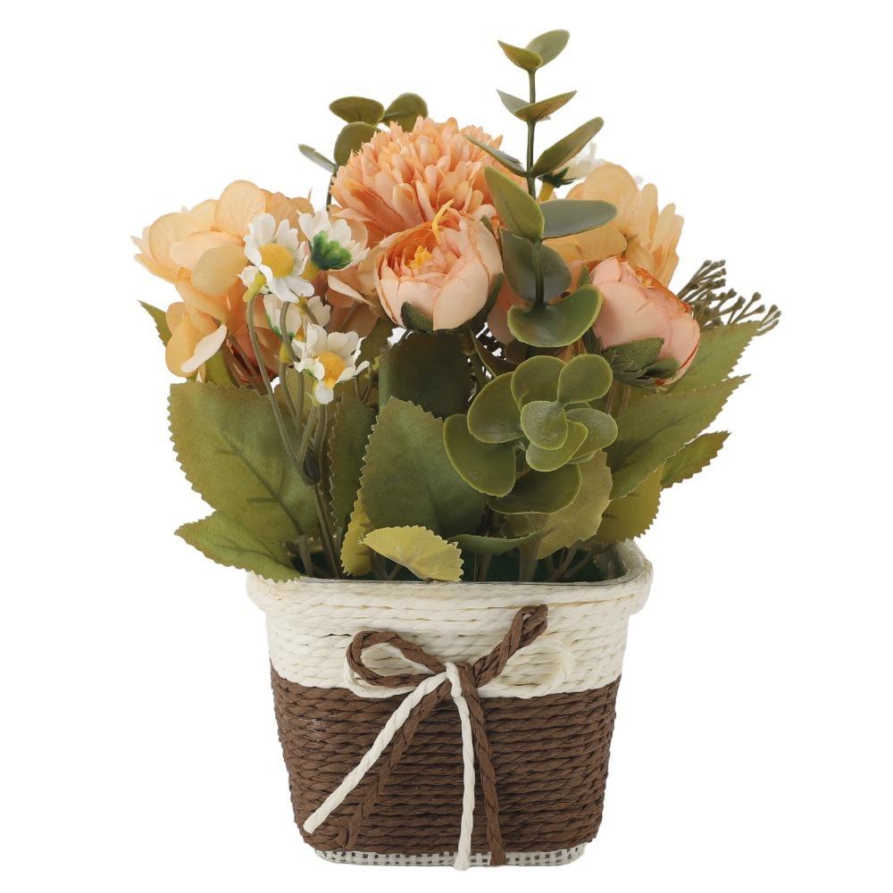 Plastic Artificial Potted Plant Pink, Purple, Yellow 7.48in Faux Potted Plants Potted Flower Simulated Potted Plants