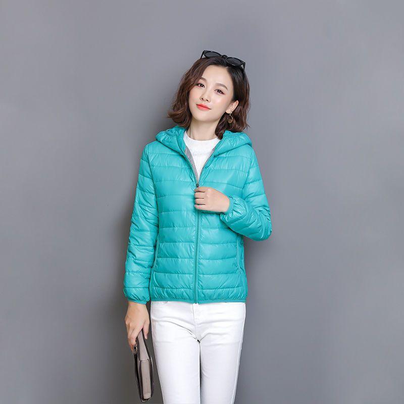 Warm Lightweight Down Jacket for Women Autumn Winter Quilted Parka Coat Hooded Ladies Outerwear