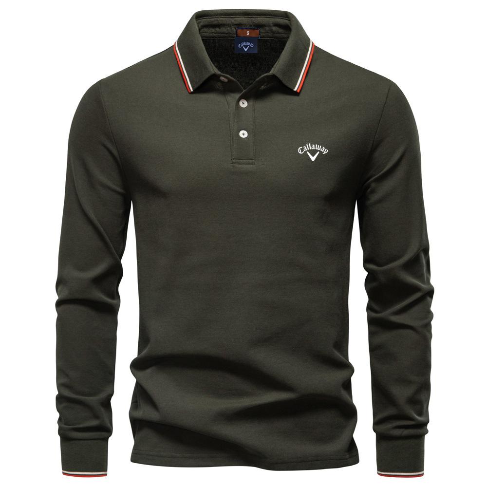 Callaway Autumn New Embroidery Women's Long Sleeved Polo Shirt, Solid Color Women's Top with Lapel, Versatile Polo Shirt for Women's