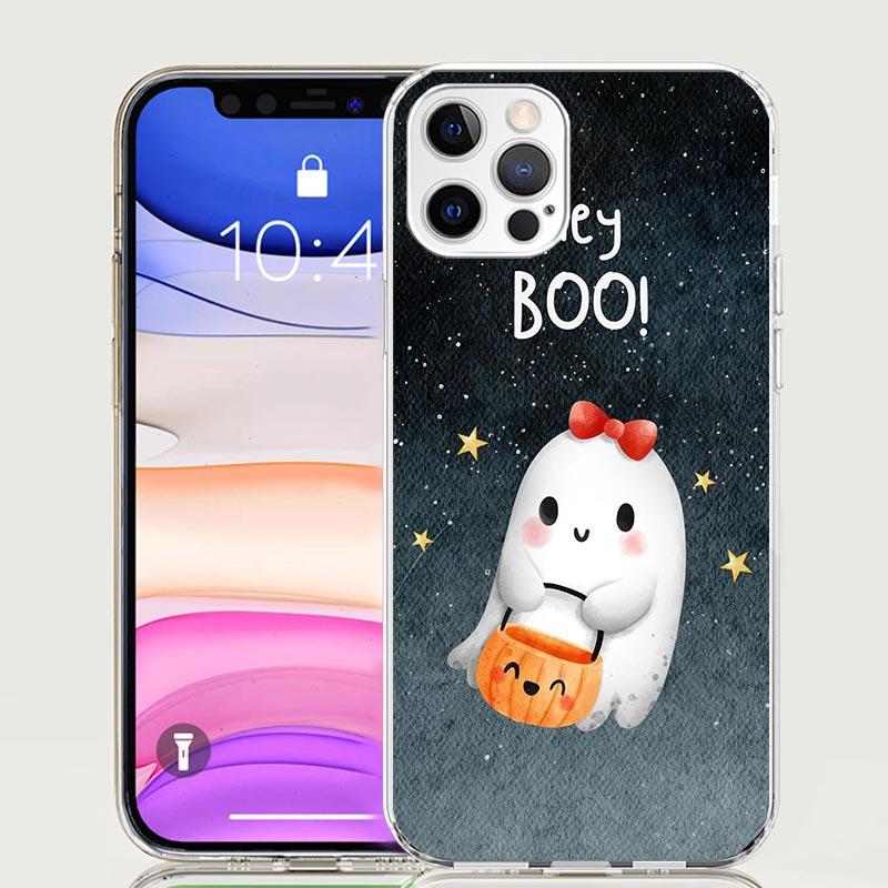 Cute Halloween Ghost Phone Case For iPhone 17 Air 16 15 Plus 11 14 Pro Max 13 Mini 12 7 8 + SE Pattern Art Customized Cover 17 A