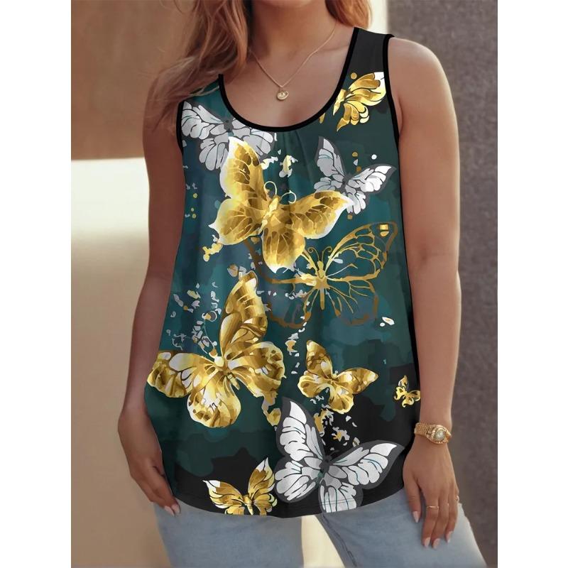 Cute Cat Prints Women's Sleeveless Vest Creative Colorful Leisure Loose Fashionable Comfortable Versatile Summer Vest