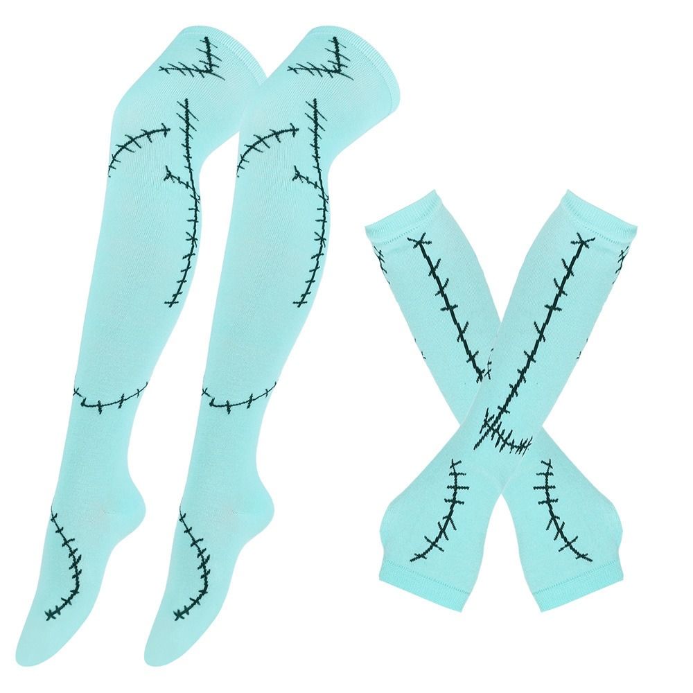 Cotton Knee High Socks Halloween Fingerless Gloves New Halloween Stocking Socks