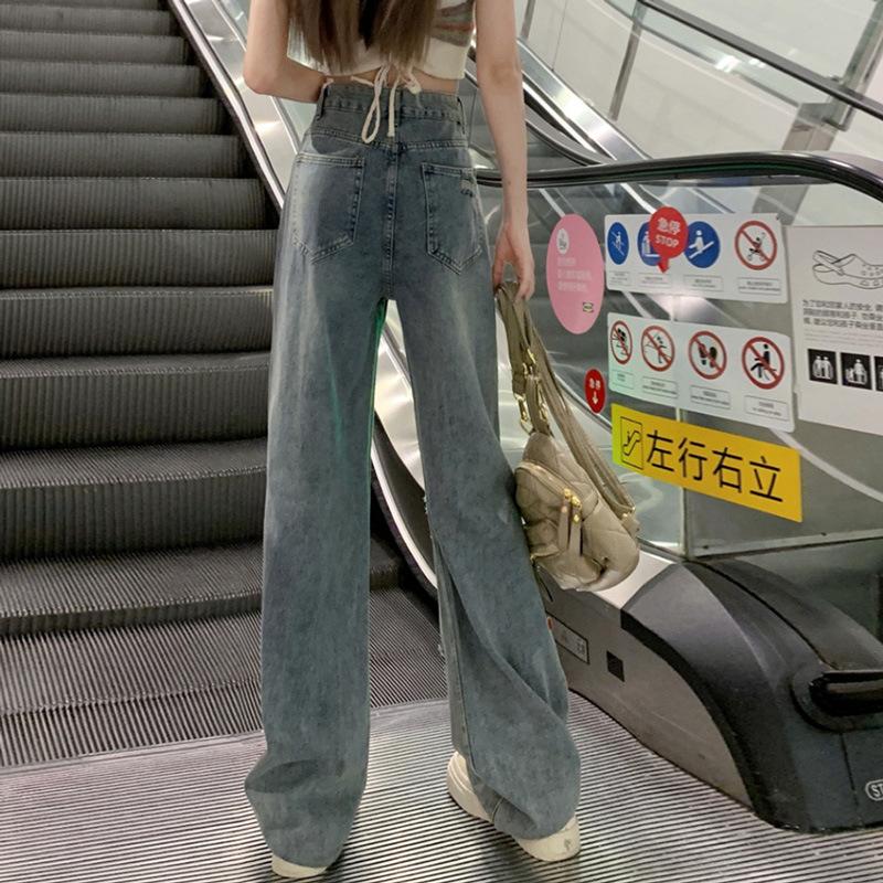 Women's Wide Leg Jeans High Waist Loose Pants Straight Leg Spring/summer Floor Pants