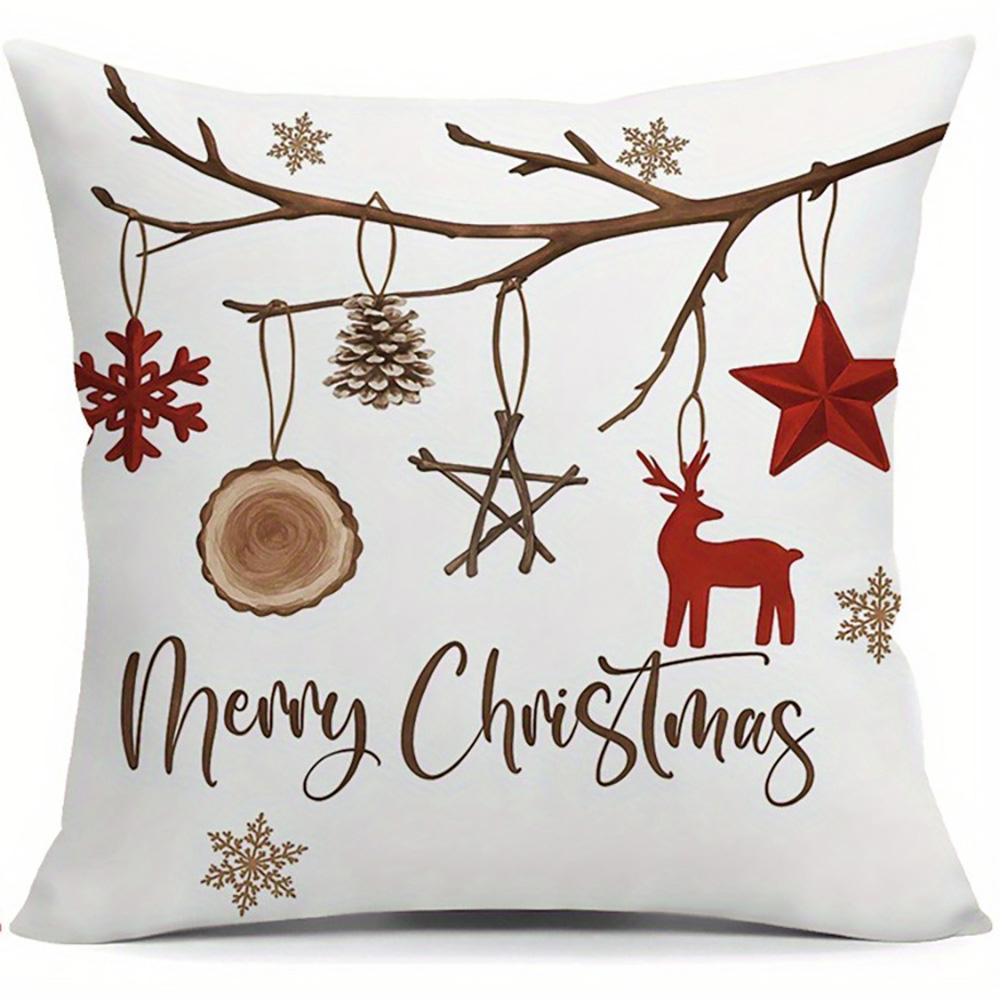 

Christmas Tree Snowflake Pattern Christmas Pillowcase Decoration Furniture Double-Sided Printed Square Living Room Pillowcase 18x18Inch