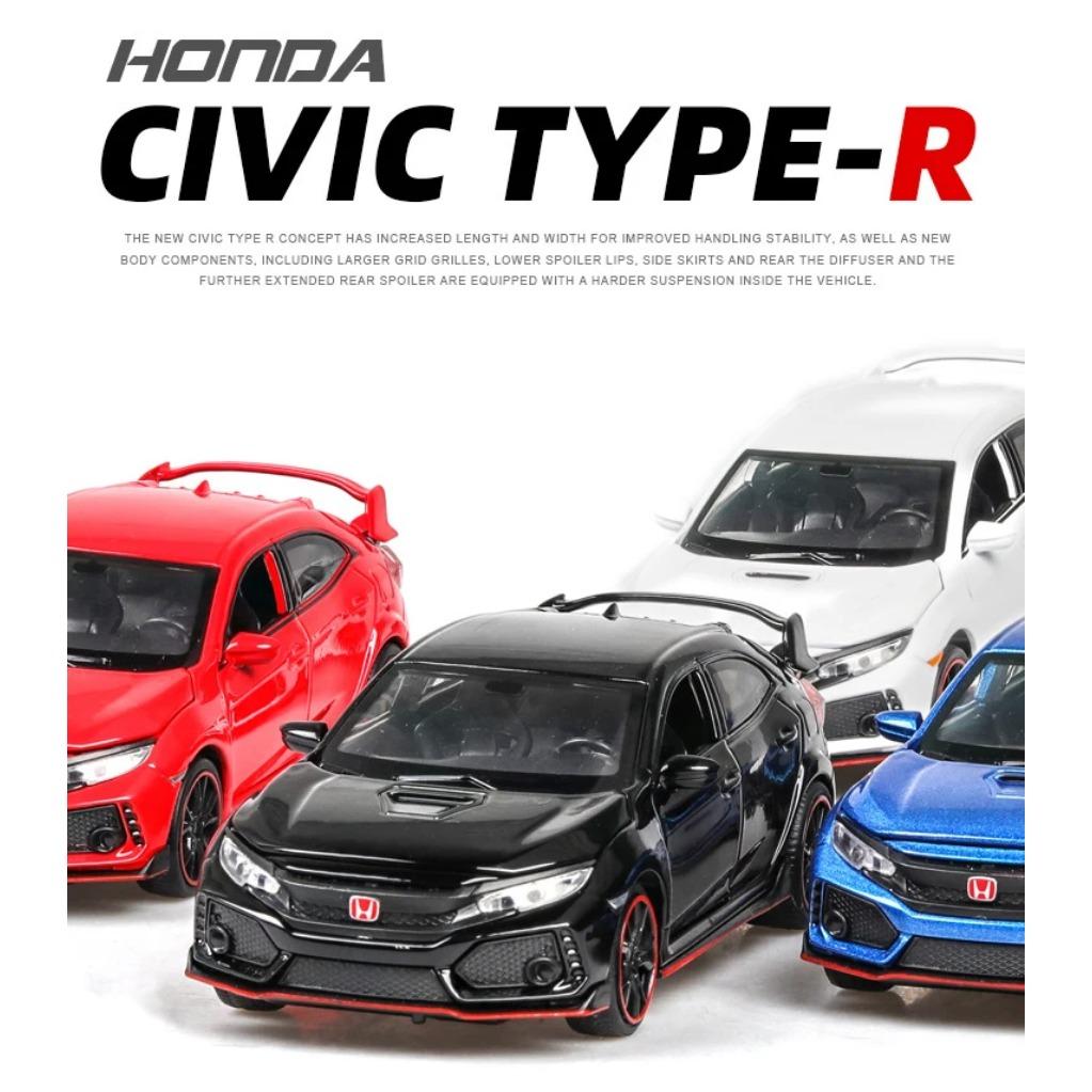 1/32 HONDA CIVIC TYPE-R Diecasts & Toy Vehicles Metal Car Model Sound Light Collection Car Toys for Children Christmas Gift