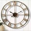60CM Large 3D Wall Clocks Roman Numerals Retro Round Metal Iron Accurate Silent Nordic Hanging Ornament Living Room Decoration