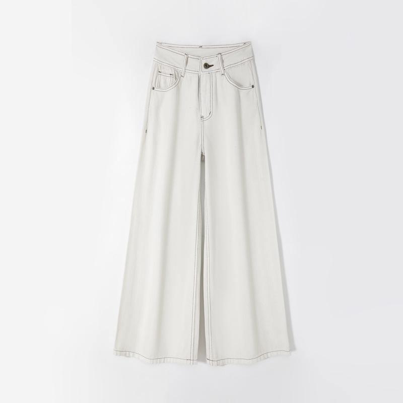 Off-White High-Waisted Wide-Leg Jeans - Spring Style, Slimming, Versatile, No Stretch