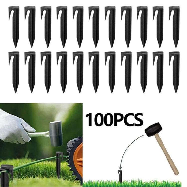 100Pcs Ground Spikes Fixing Pin Landscape Edging Stakes Garden Lawn Mower Peg Landscape Edging Stakes Easy to Use