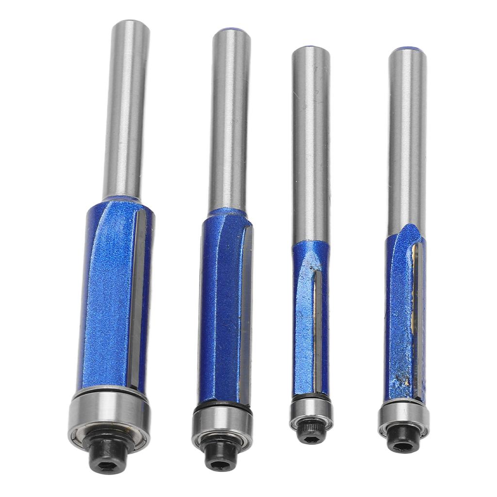 4Pcs Trim Bit Depth Adjustable Wear Resistance Strong Incisive Edge 14in Shank Router Bit