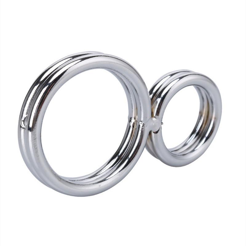 Stainless Steel Penis Cock Rings Testis Restraints Ball Scrotum Stretcher Male Delay Ejaculation Adult Sex Toys for Men Erection