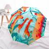 1pc Giraffe Forest Automatic Open/Close Umbrella with Folding Feature Compact Travel Umbrella, Lightweight Design, for Commuting001
