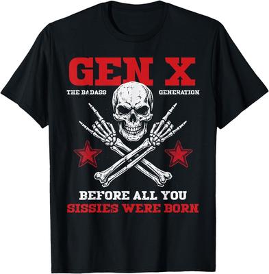 Gen X Schädel Rock Badass Generation Lustiger Spruch Herren T-Shirt