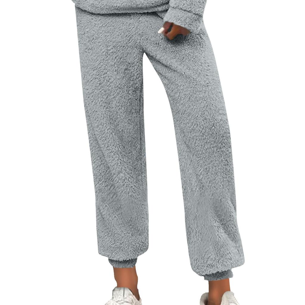 Women Winter Plaid Pants Full Length Long Trousers Sports Pants