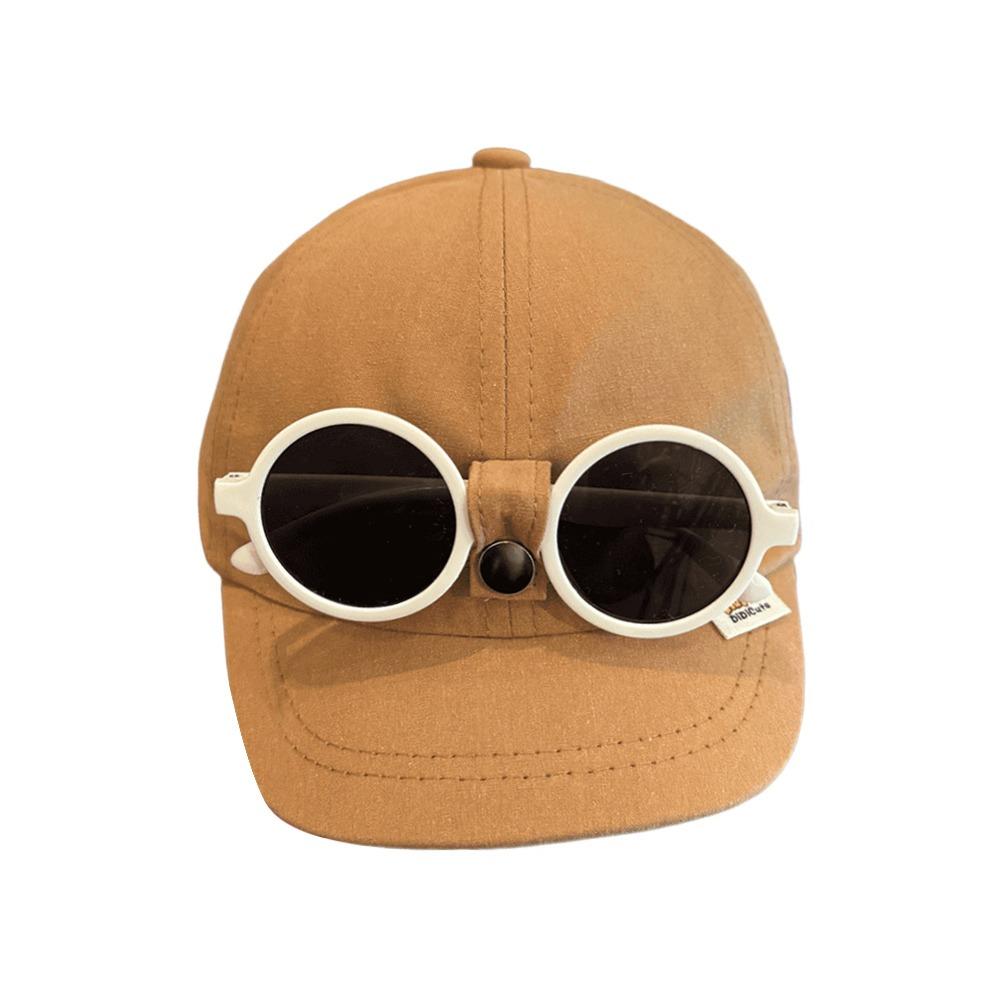 

With Detachable Foldable Glasses Baby Baseball Cap Boys Girls Peaked Caps Spring Summer Autumn кавовий