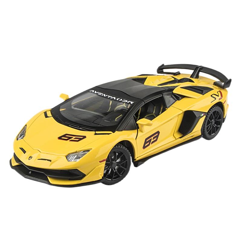

1/24 Lamborghini Aventador SVJ63 Supercar Литые литые машинки и игрушечные машинки Модель автомобиля Звук и свет Инерционные машинки Игрушки для детей Подарки жёлтый