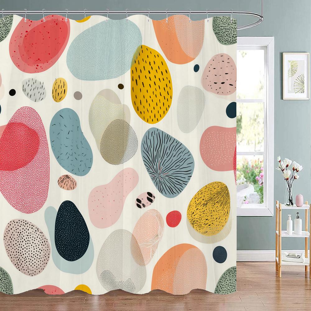 Modern geometric pattern Print Shower Curtain, Polyester Shower Curtain Set with Hooks for Bathroom Decorative Shower Curtain 90x180cm-35x70in