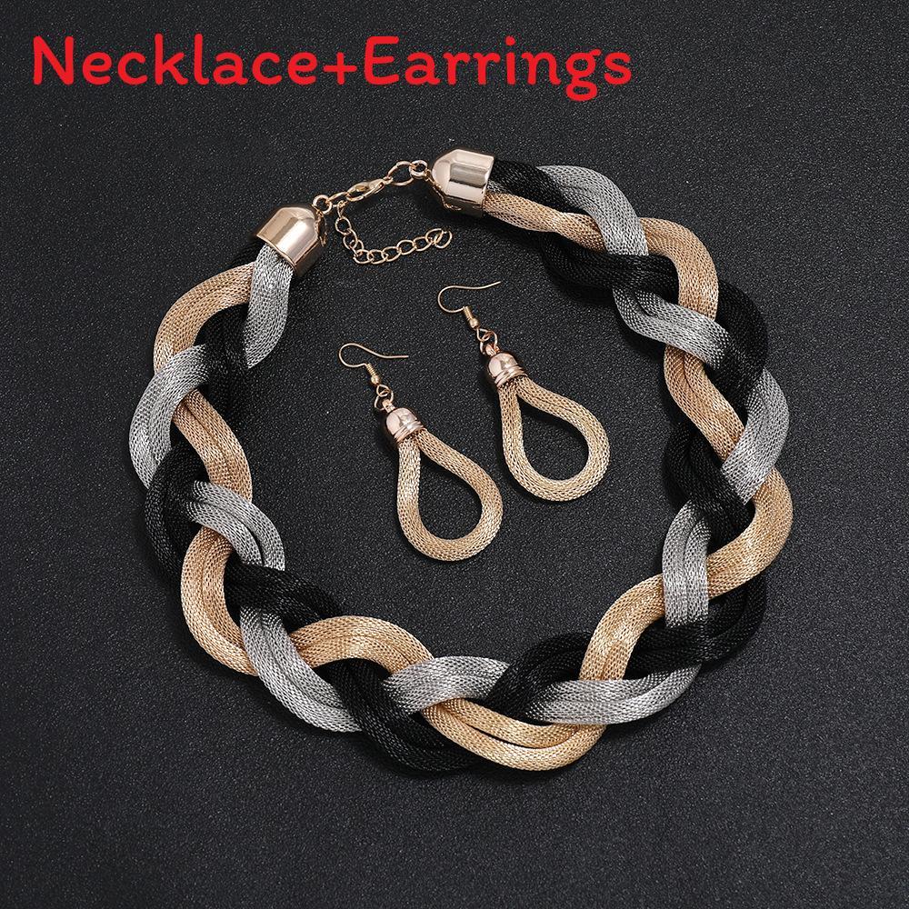 Style Necklace European And Earrings Jewelry Set With Geometric Design For Women