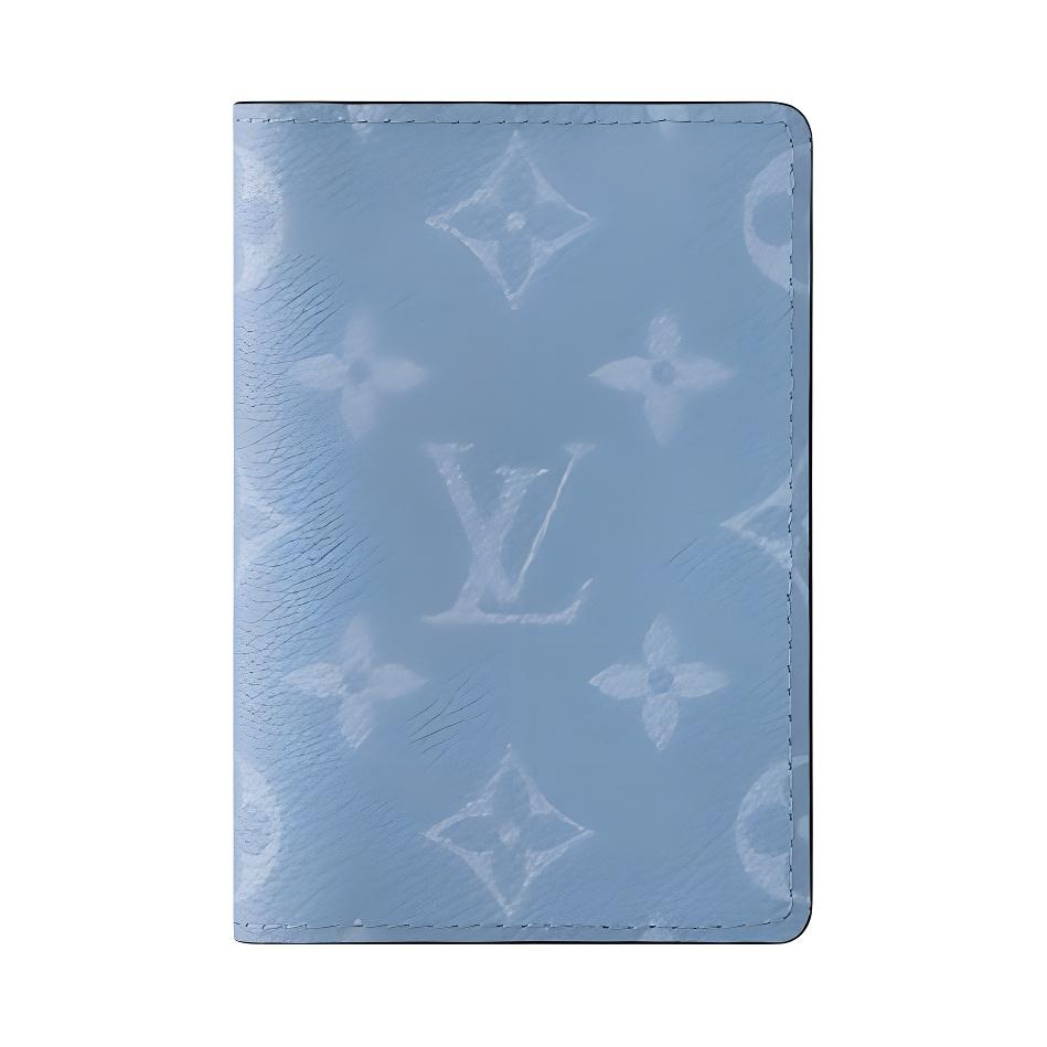 

Louis Vuitton Pocket Organizer Logo Flap Closure Monogram Coated Canvas Taiga Leather Wallet Men wallet Sky-Blue M14112 Basic Set (Bag+Dust Bag)