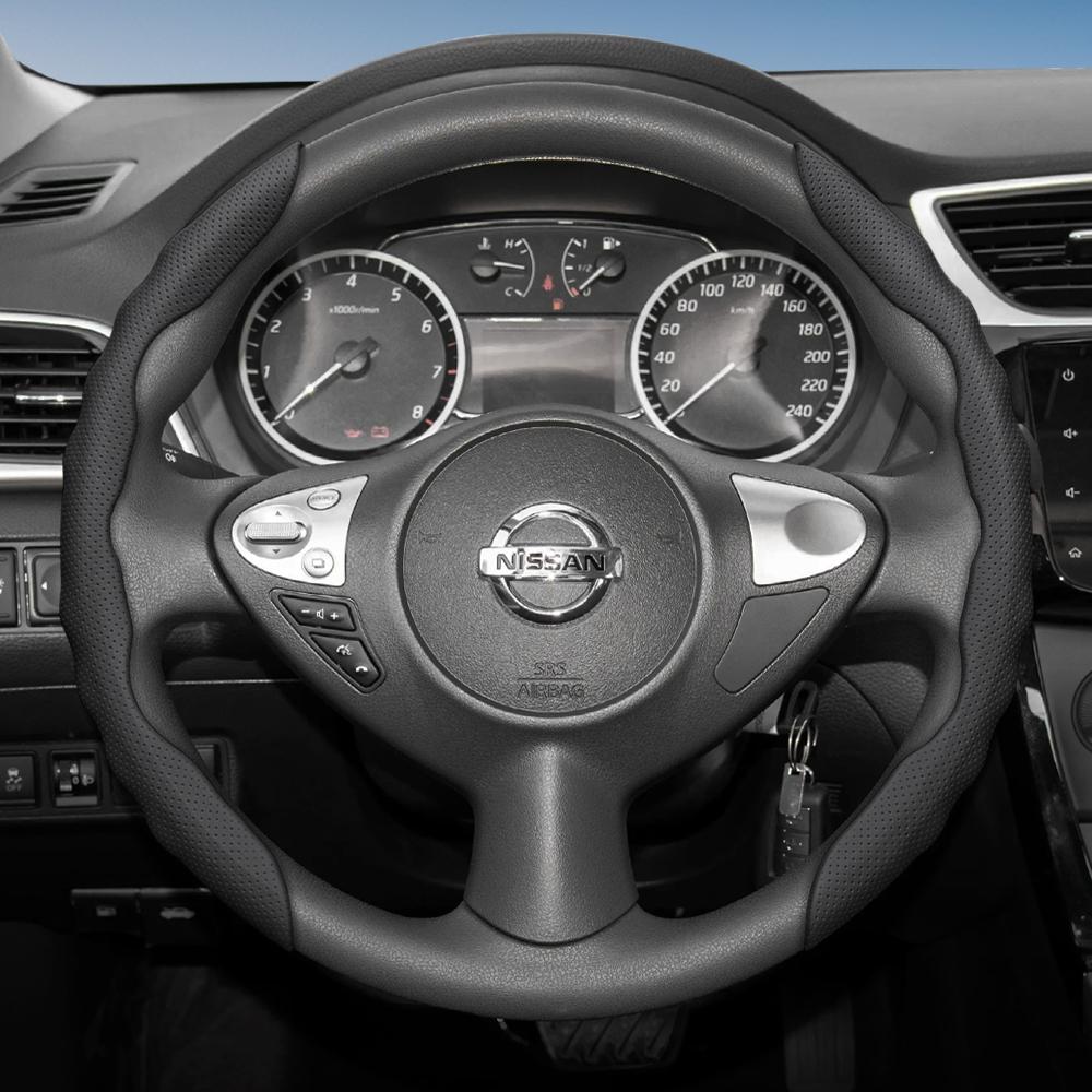 Suitable for Nissan Steering Wheel Cover with Wavy Sports Design, Breathable Leather, Segmented Anti-Slip, Sweat-Absorbing Protective Cover