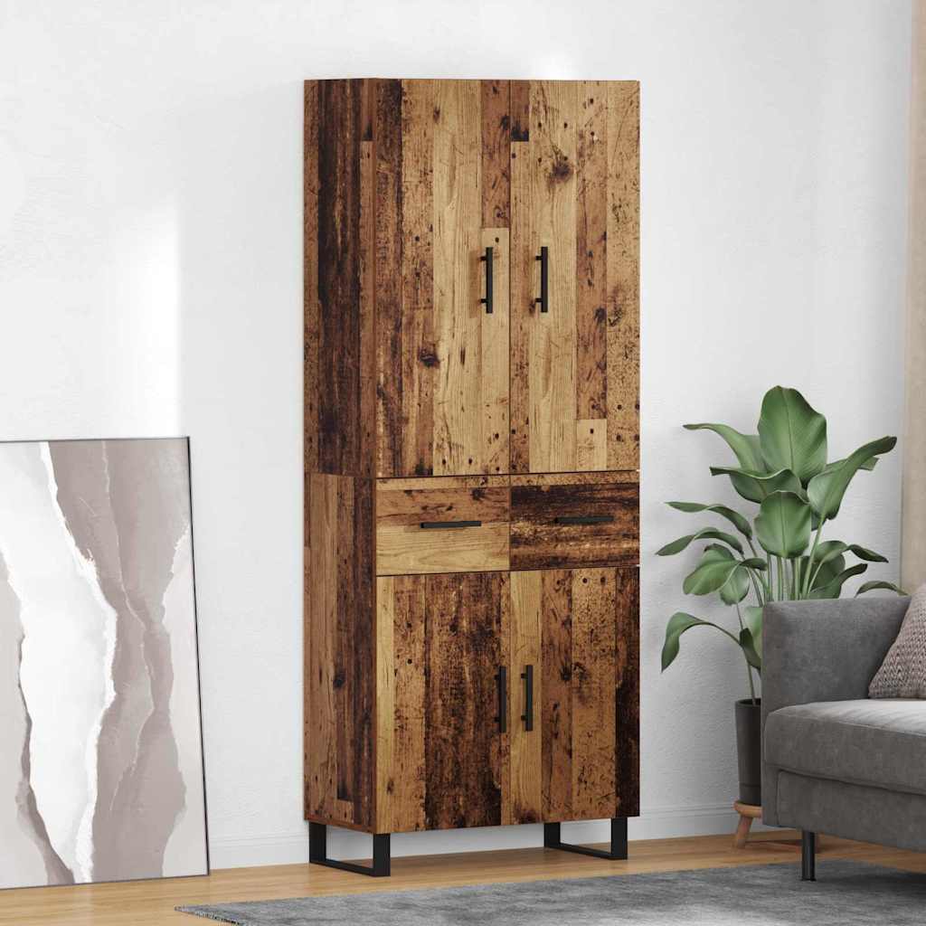 Highboard with Drawers 2 pcs Reclaimed Wood Look 69.5 x 34 x 180 cm