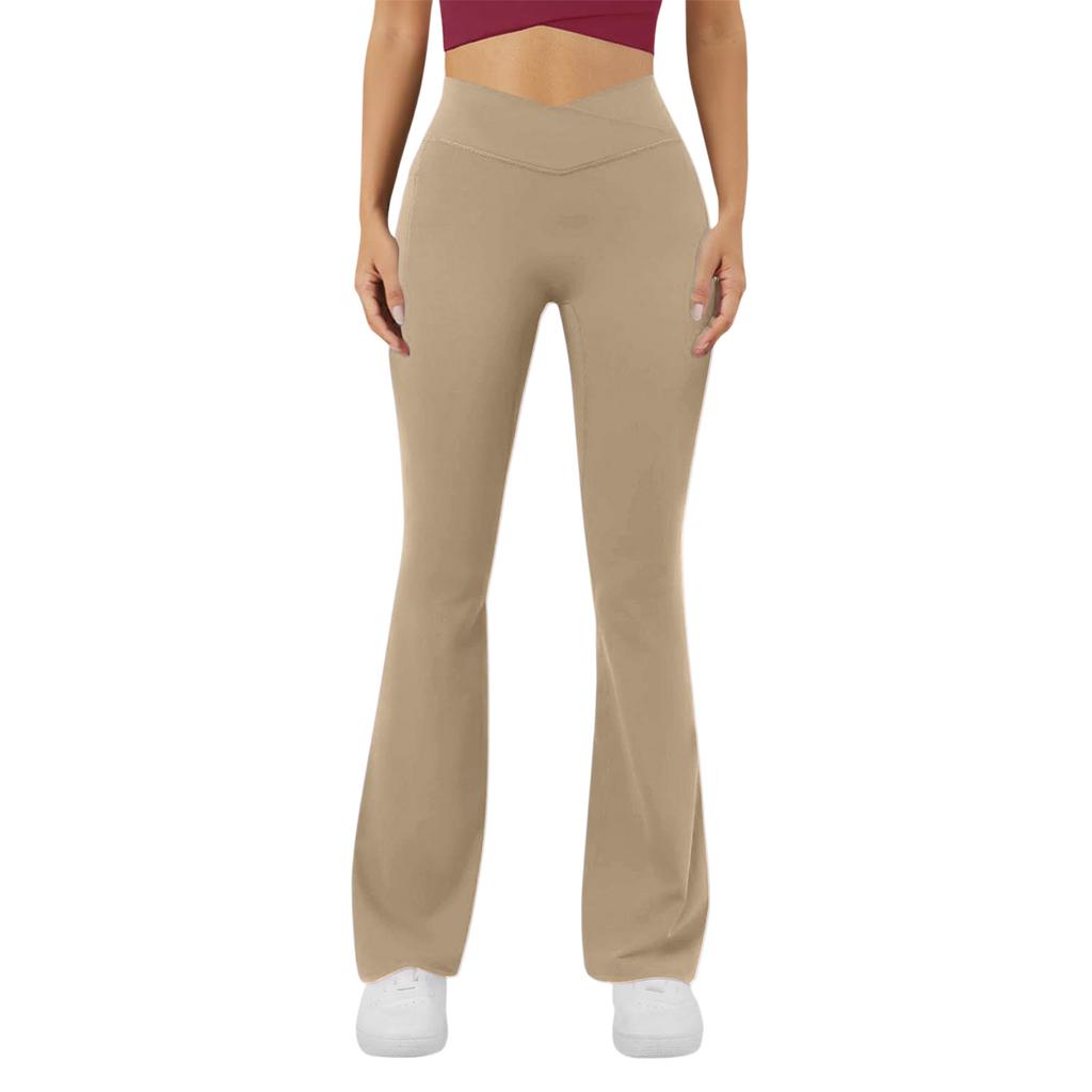 Pantaloni de Yoga Sexy la Modă pentru Femei Talie Înaltă Cruce Picior Larg Culoare Pantaloni de Yoga pentru Exerciții